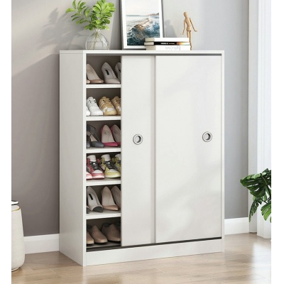 鞋柜家用门口大容量简约现代高立式推拉门阳台收纳柜门外实木鞋架