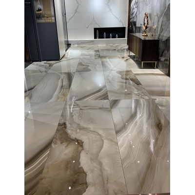 卫生间地砖现代轻奢玛瑙玉600x1200咖色客厅墙灰色通体大理石瓷砖