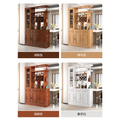 实木间厅柜酒柜现代中式客厅玄关柜鞋柜隔断柜入户屏风双面储物柜